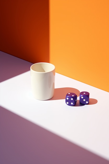 Abstract 3d dice with cup