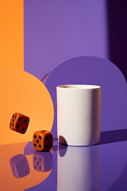 Free photo abstract 3d dice with cup