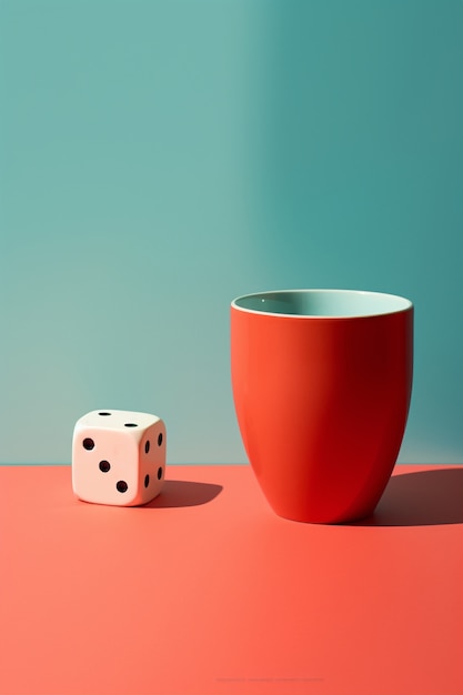 Free photo abstract 3d dice with cup