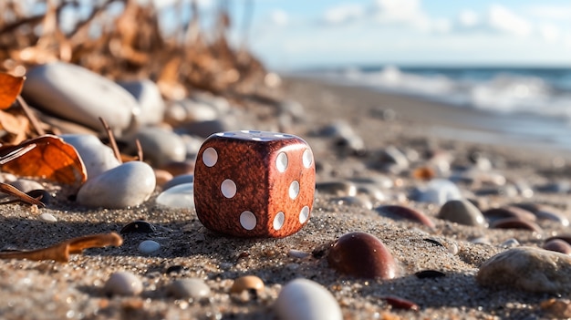 Free photo abstract 3d dice with nature landscape