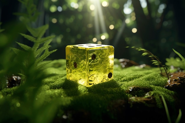 Abstract 3d dice with nature landscape