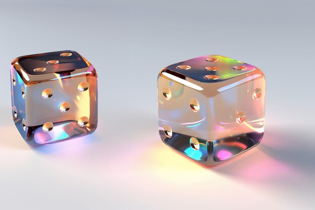 Abstract 3d dice with transparent texture