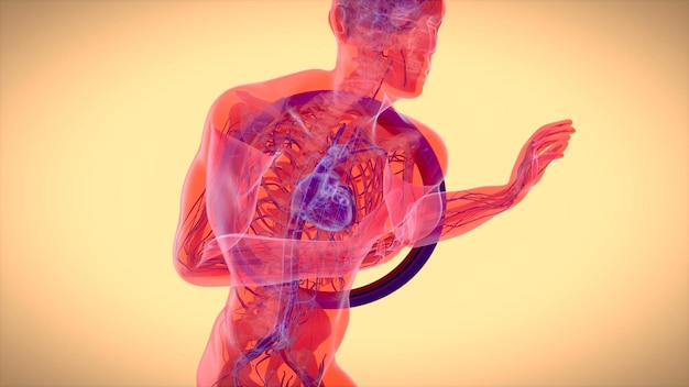 Бесплатное фото Абстрактная 3d иллюстрация сердечного приступа