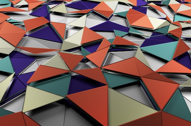Абстрактные 3d-рендеринга низкополигональной цветной поверхности. фон с футуристическими формами.