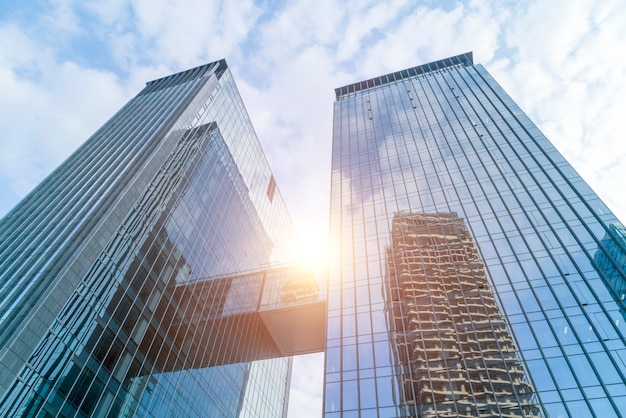 Free photo abstract architecture blue entrance perspective financial