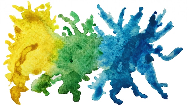 Free photo abstract art of colorful bright ink and watercolor textures on white paper background.