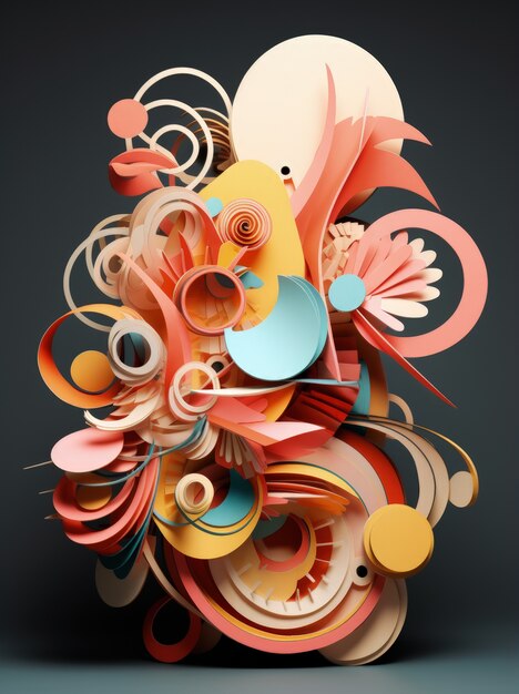 Abstract art made from 3d geometric shapes