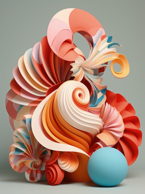 Abstract art made from 3d geometric shapes