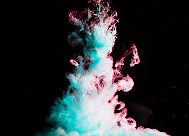 Free Photo abstract azure fog with pinkness in darkness