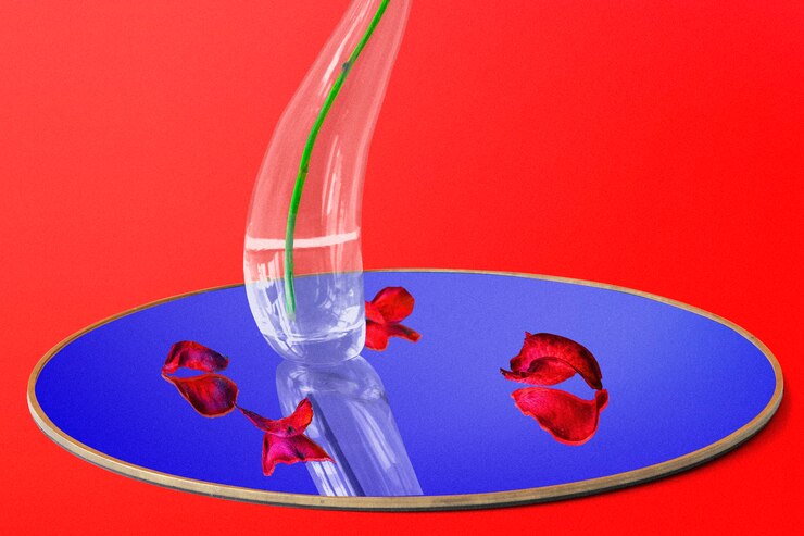 Free Photo abstract background, trippy red rose flower