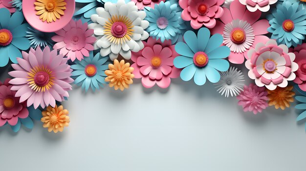 Abstract background with 3d flowers