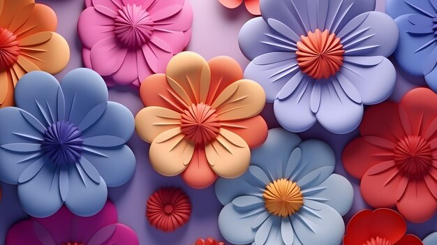 Abstract background with 3d flowers