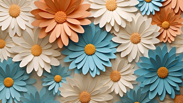 Abstract background with 3d flowers