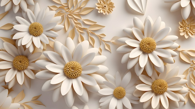 Abstract background with 3d flowers