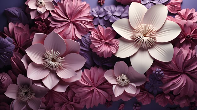 Abstract background with 3d flowers