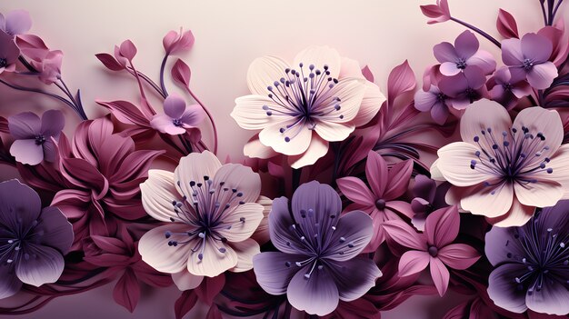 Abstract background with 3d flowers