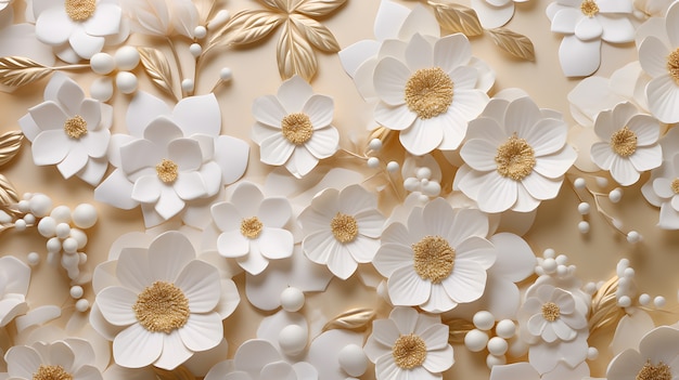 Abstract background with 3d flowers