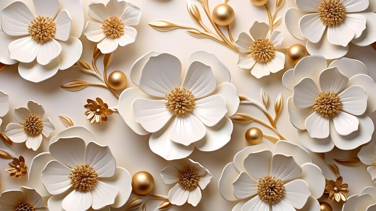 Free Photo abstract background with 3d flowers