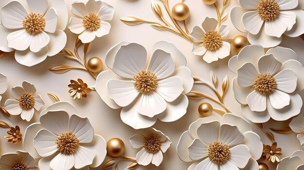 Abstract background with 3d flowers