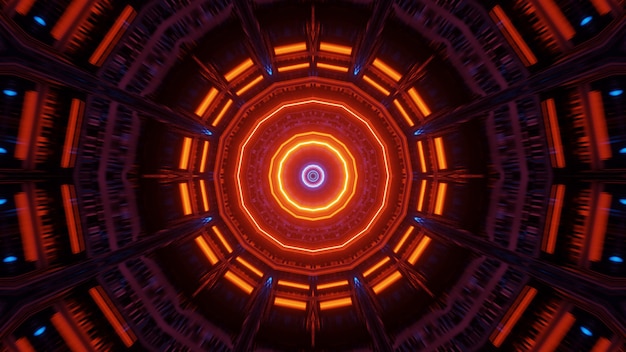 Абстрактный фон с круговыми красочными светящимися неоновыми огнями, 3D-рендеринг обоев