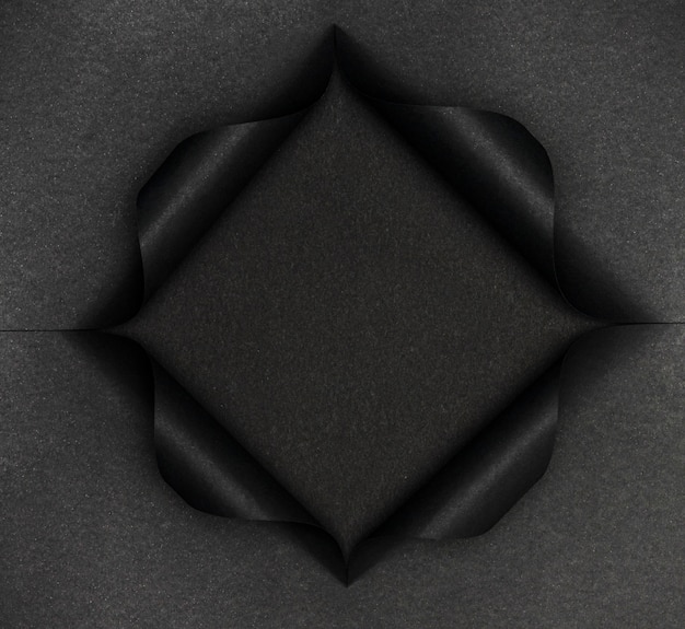 Abstract black shape on torn black paper