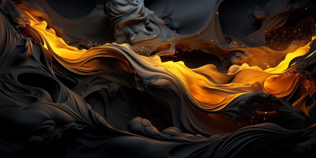 Abstract Black and Yellow Wavy Background