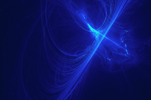 抽象的な青フラクタル光のストリークの背景