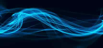 無料写真 抽象的な青いフラクタル波技術の背景