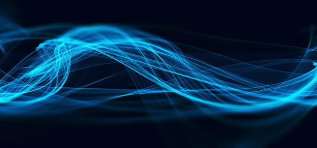 abstract blue fractal wave technology background