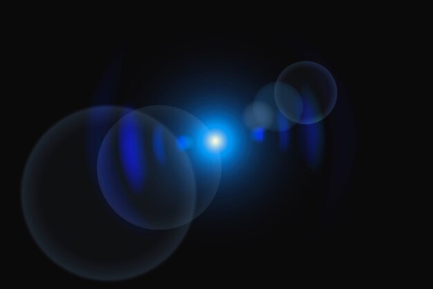 スペクトルゴーストデザイン要素を持つ抽象的な青いレンズフレア