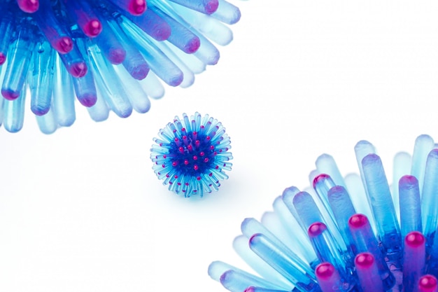 Абстрактная голубая модель штамма коронавирусной инфекции.