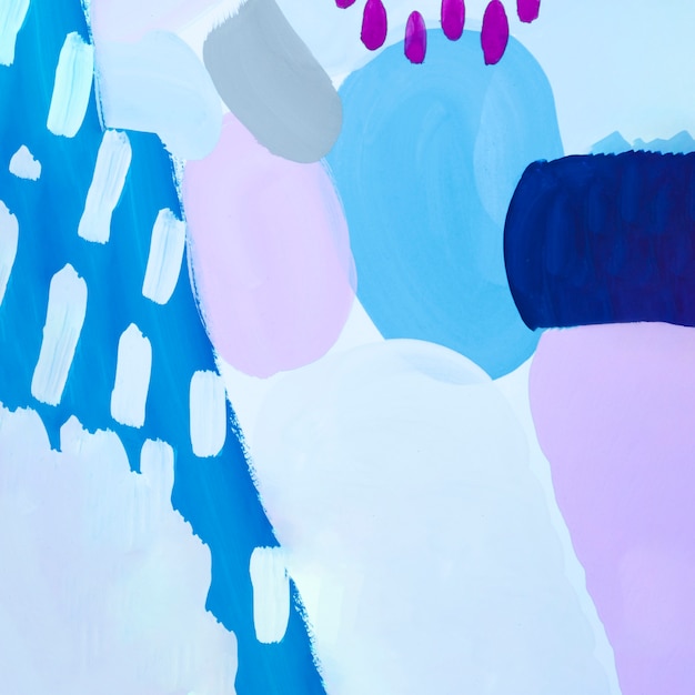 Abstract blue painting with purple dots