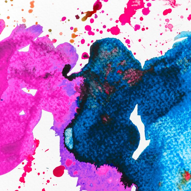Abstract blue and pink watercolor stain background