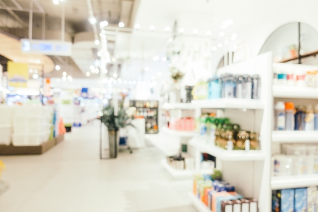 Abstract blur and bokeh defocused shopping mall interior of department store