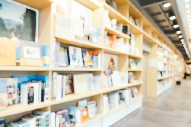 Abstract blur and defocused library and book store shop interior