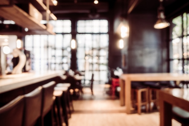 Abstract blur and defocused restaurant and coffee shop cafe interior