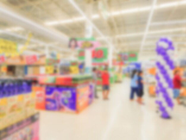 Abstract blur of shop at supermarket .