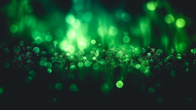 Абстрактный размытый зеленый фон с боке генеративным ИИ