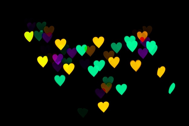 Abstract bokeh background with heart shaped lights