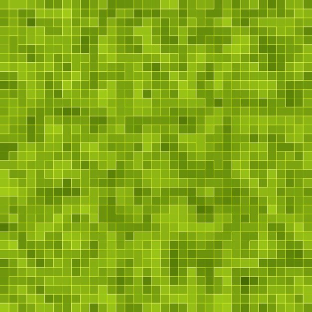 Abstract bright green square pixel tile mosaic wall background and texture.