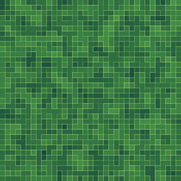 Abstract bright green square pixel tile mosaic wall background and texture.