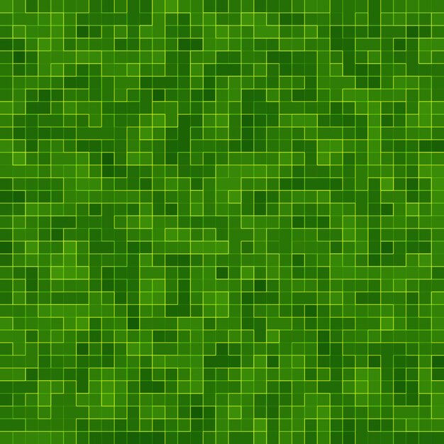 Abstract bright green square pixel tile mosaic wall background and texture.