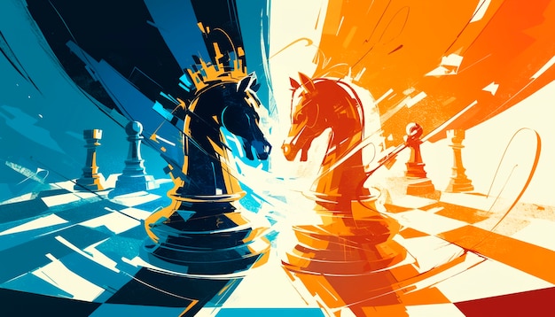 Free photo abstract chess pieces in digital art style