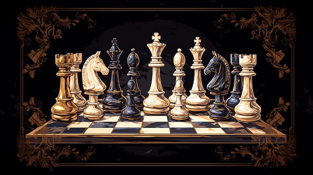 Free photo abstract chess pieces in digital art style