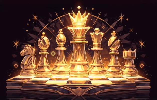 Free photo abstract chess pieces in digital art style