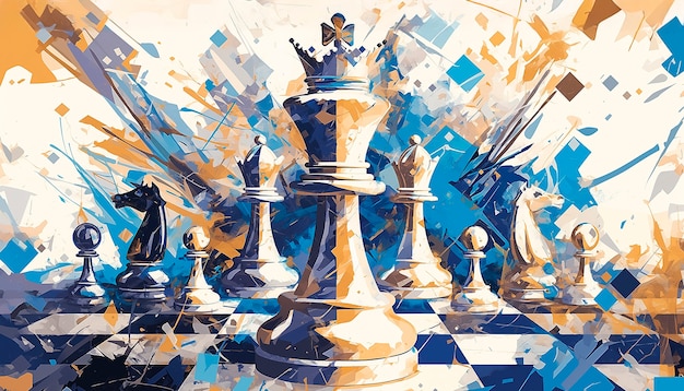 무료 사진 abstract chess pieces in digital art style