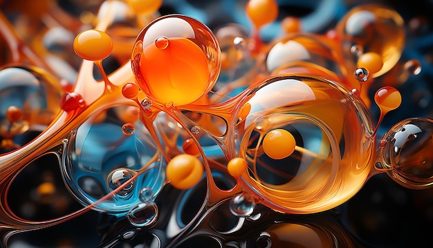 Abstract colorful close up pattern of futuristic liquid sphere generated by artificial intelligence