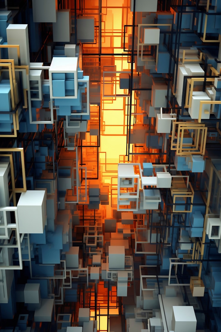 Free Photo abstract colorful cube shapes sculpture