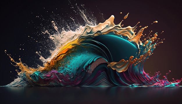 Abstract colorful splash 3d background generative ai background