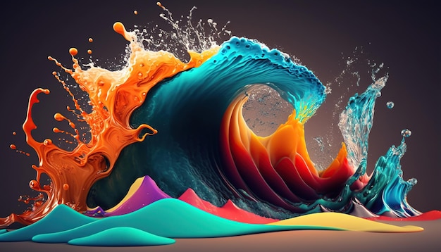 Abstract colorful splash 3d background generative ai background